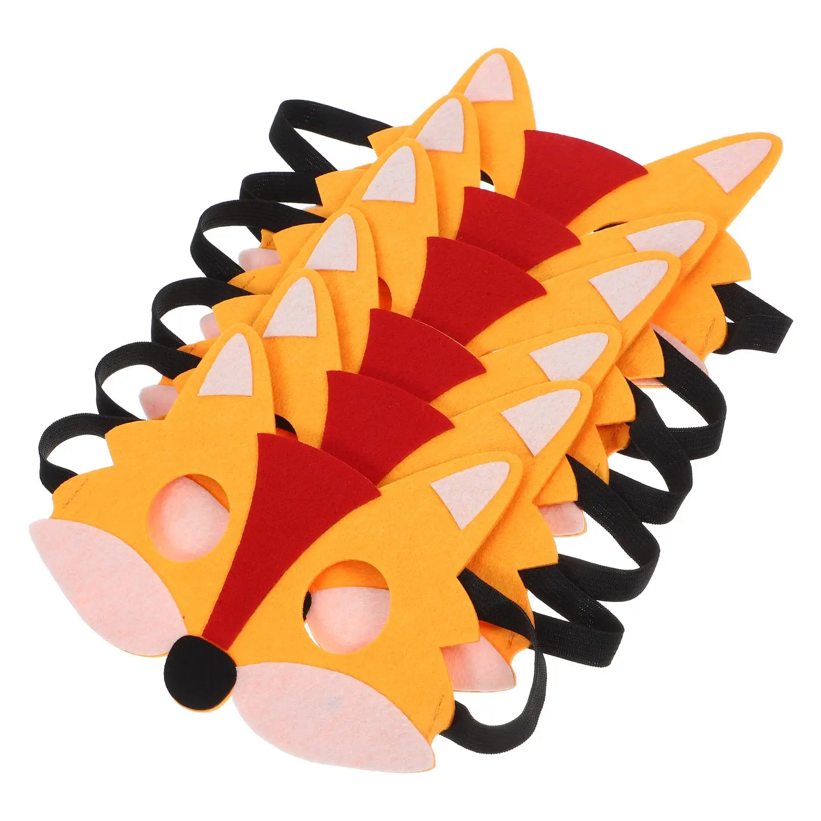 

6 Pcs Masks Felt Fox Cosplay Half Face Animal Masks Halloween Party Supplies Kids Costumes LED Fox Costume Props
