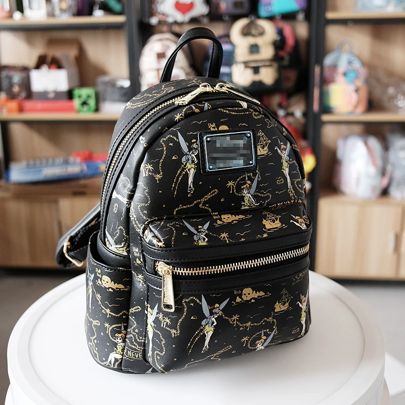 Disney Tinker Bell Fairy Peripheral PU Backpack Leather Fashion Brand Backpack Najlepszy prezent urodzinowy Torba zewnętrzna Piękna Mochila