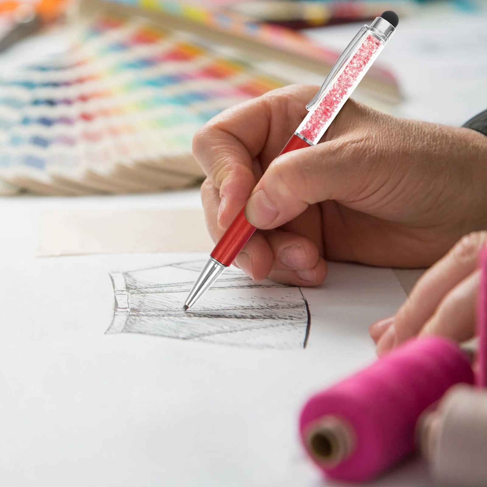 6 قطعة أقلام ستايلس بالسعة مقبض كريستال قلم كريستال للهاتف الكمبيوتر شاشة تعمل باللمس قلم الكتابة اليدوية