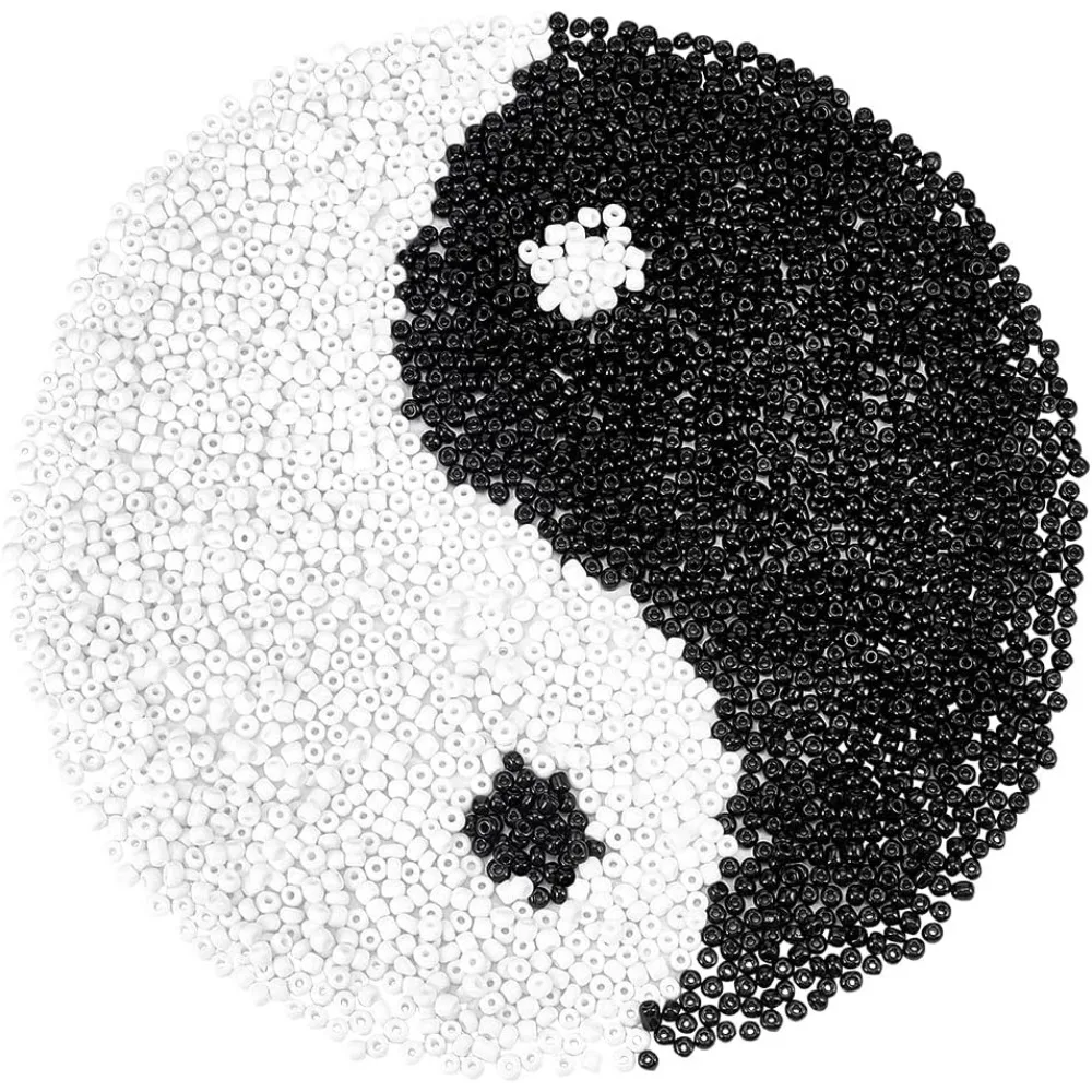 

2000pcs 6/0 Glass 4mm Round White/Black Seed Beads