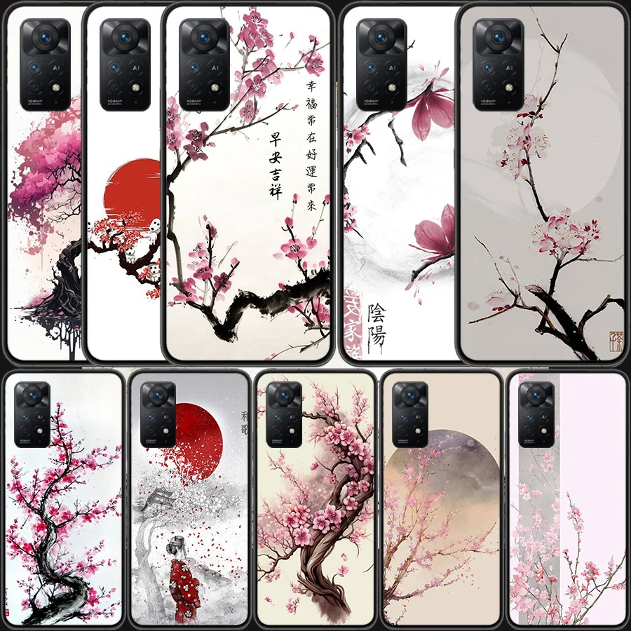 Cherry Blossom Tree Phone Case For Xiaomi Redmi Note 12 Plus 12S 11 11T Pro 5G 11E 11S 4G 10 10S 9 9S 9T 8 8T 7 Cover Shell Coqu