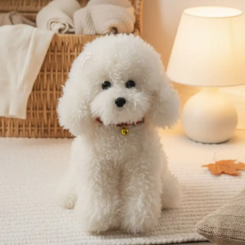 Fijne, realistische, schattige teddybeer-puppy knuffels, hoogwaardige, pluizige poedelpop, warme knuffeldier, perfect als kerst- of verjaardagscadeau.