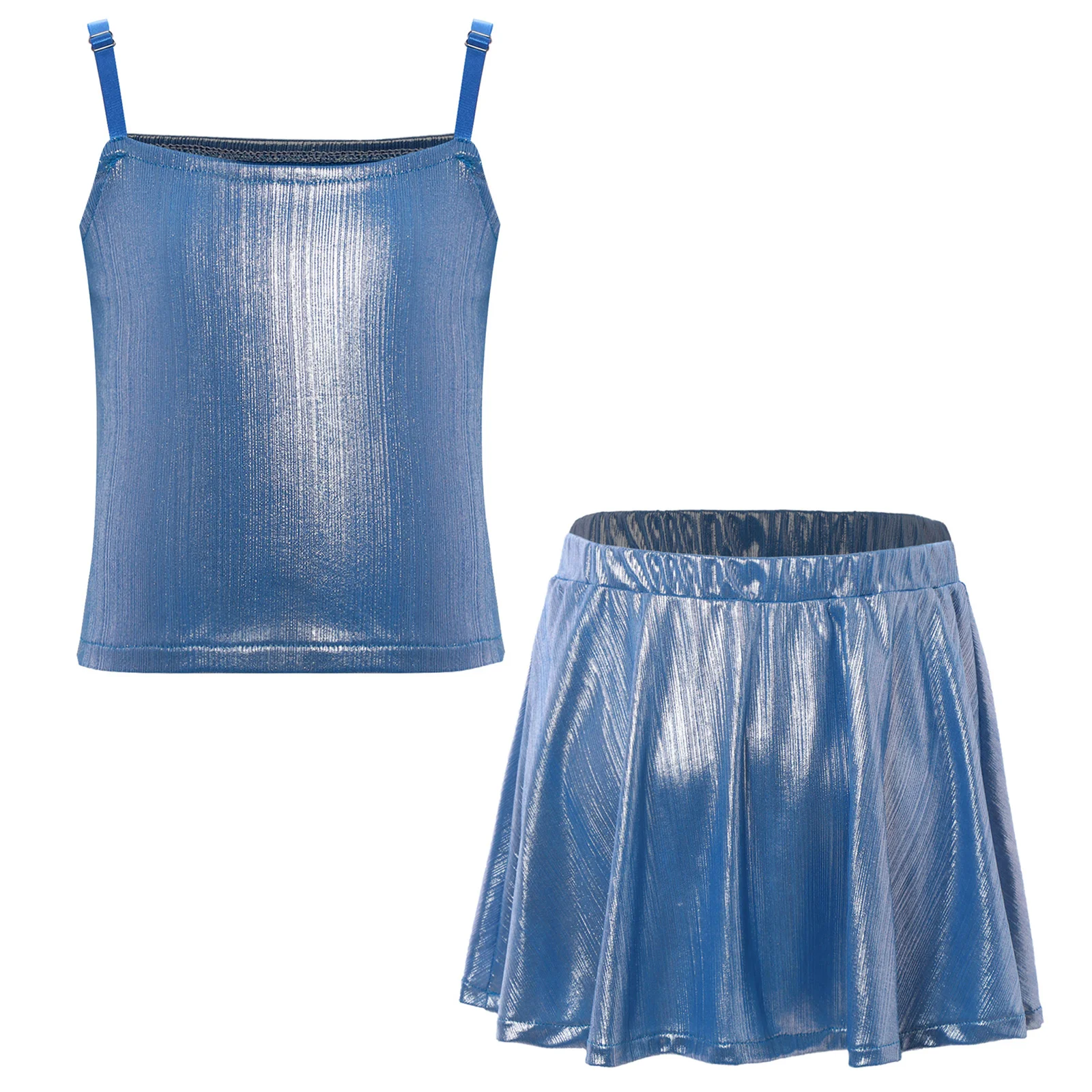 สาวชุดเต้นรําแจ๊สเด็กเวทีเต้นรํา Shimmery METALLIC Hip Hop ชุดสําหรับสาวโมเดิร์นบอลรูมเต้นรําเชียร์ลีดเดอร์เครื่องแต่งกาย