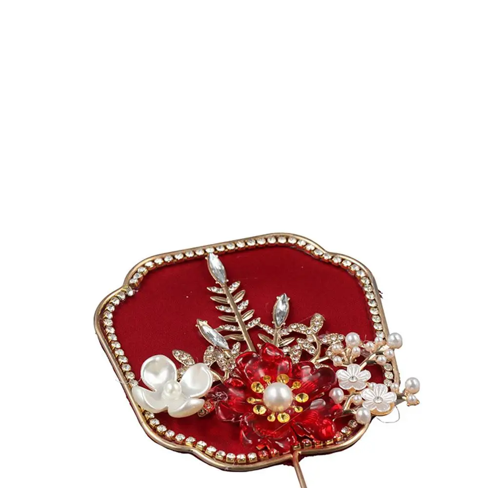Chinese Style Mini Chinese Fan Tassels with Pendant Bridal Group Fan Vintage Handheld Chinese Silk Fan Chinese Wedding