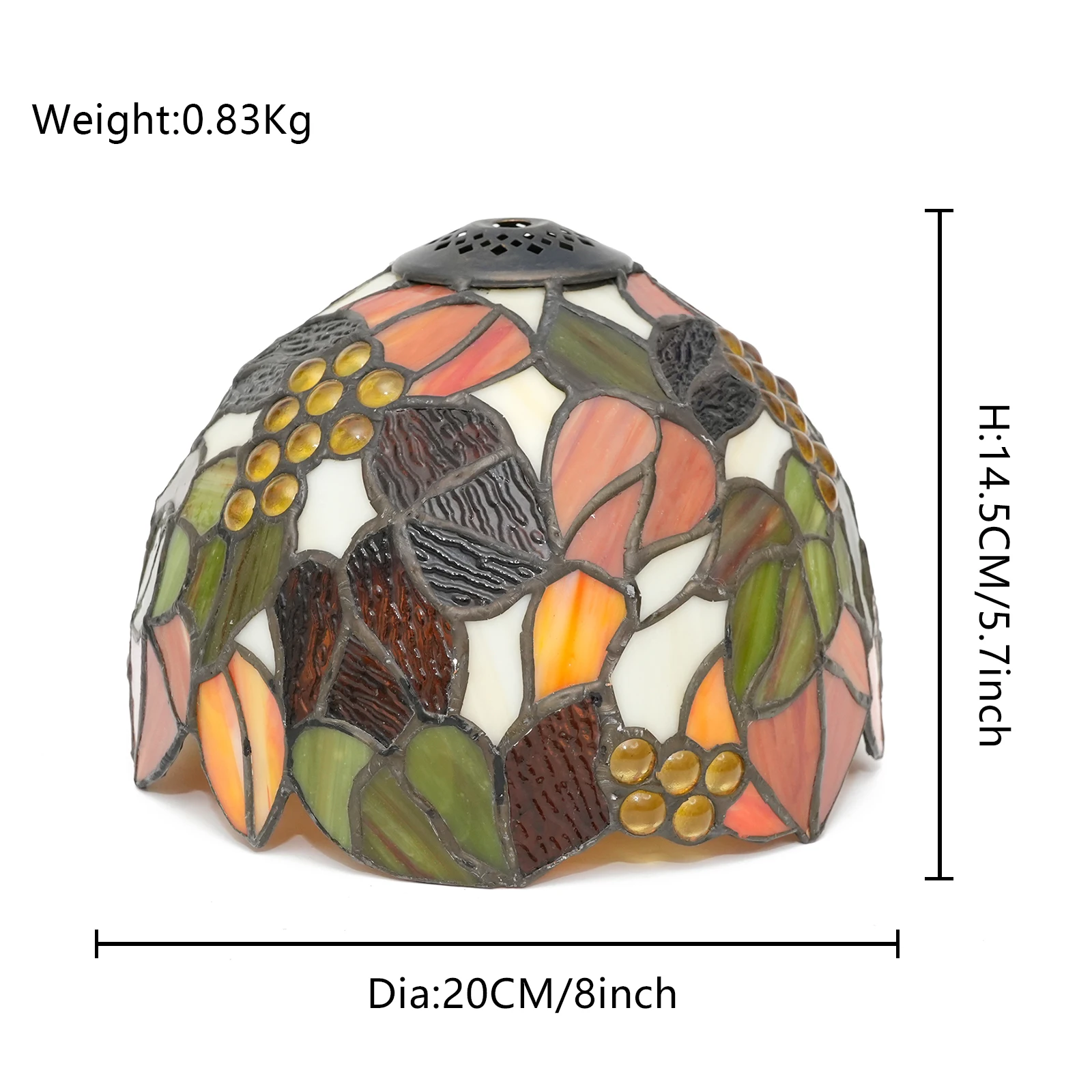 8-Inch Lampshade Replacement, Maple Leaf Stained Glass Lamp Shade Only for Table Lamps Pendant Lamp Wall Lights, Small Hole