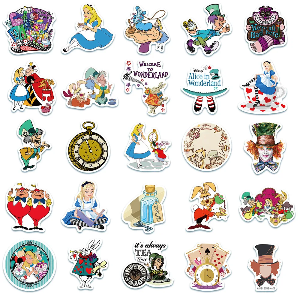 10/50 Stuks Alice In Wonderland Cartoon Stickers Disney Anime Schattige Stickers Diy Waterfles Telefoon Briefpapier Sticker Kid Party Cadeau