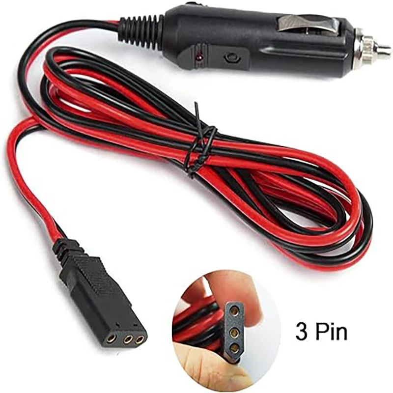 CB Power Cord 3 Pin Plug Cable-2 Wire 15A Fused Replacement with 12V Plug for CB/Ham Radio