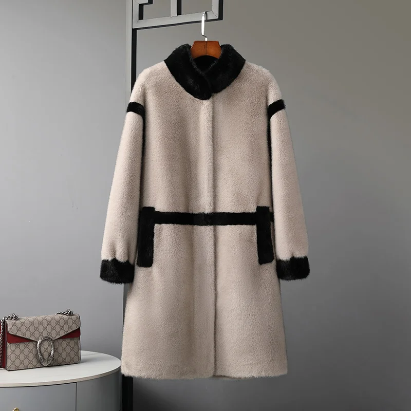 

New Elegant 2023 Long Winter Faux Mink Fur Coat Women Fashion Patchwork Fur Coats Loose Thick Warm Winter Casual Overcoat Z129