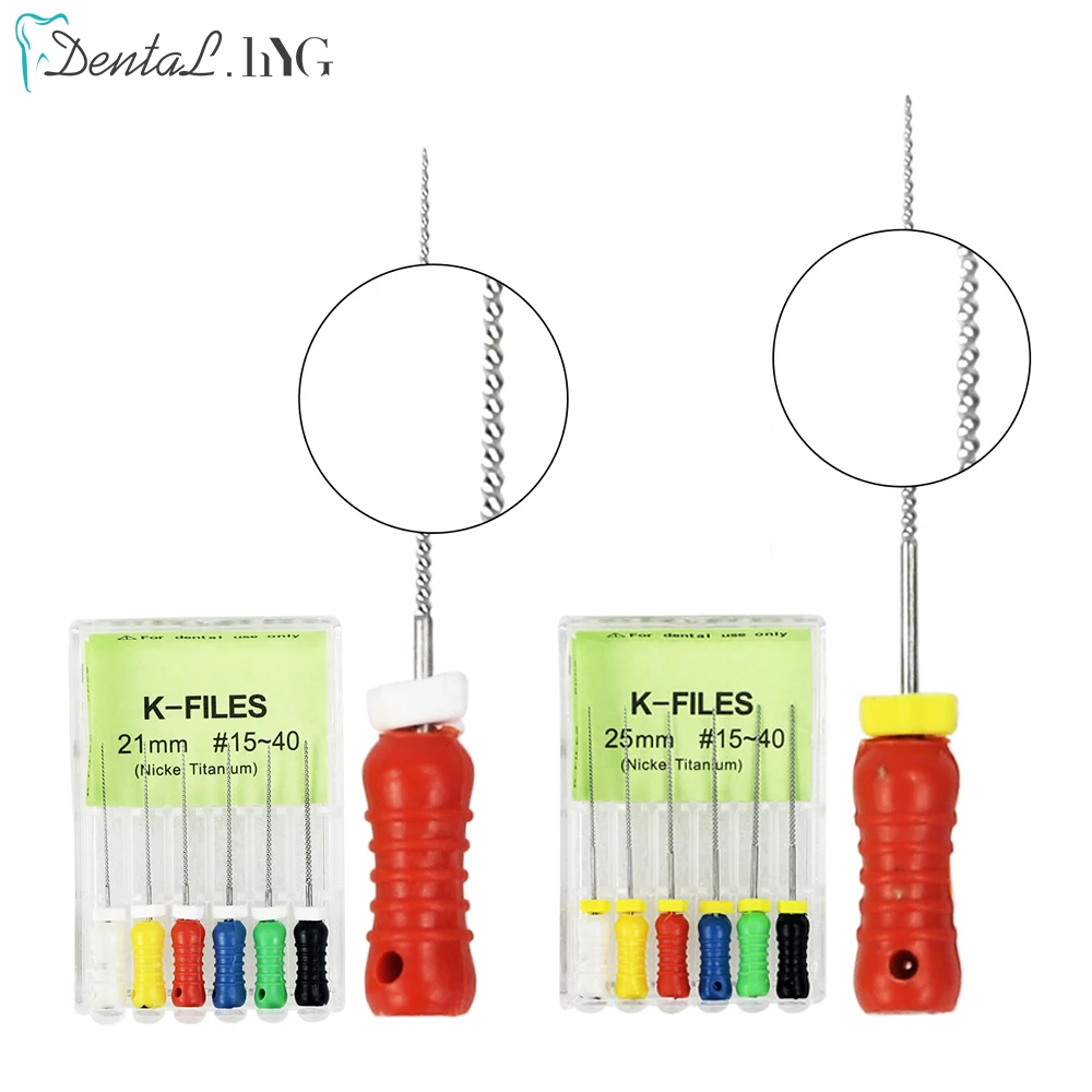 6 sztuk/paczka k-files 21mm 25mm Dental Hand Use endodontyczne pliki kanałów korzeniowych dentysta narzędzia laboratorium dentystyczne instrumenty