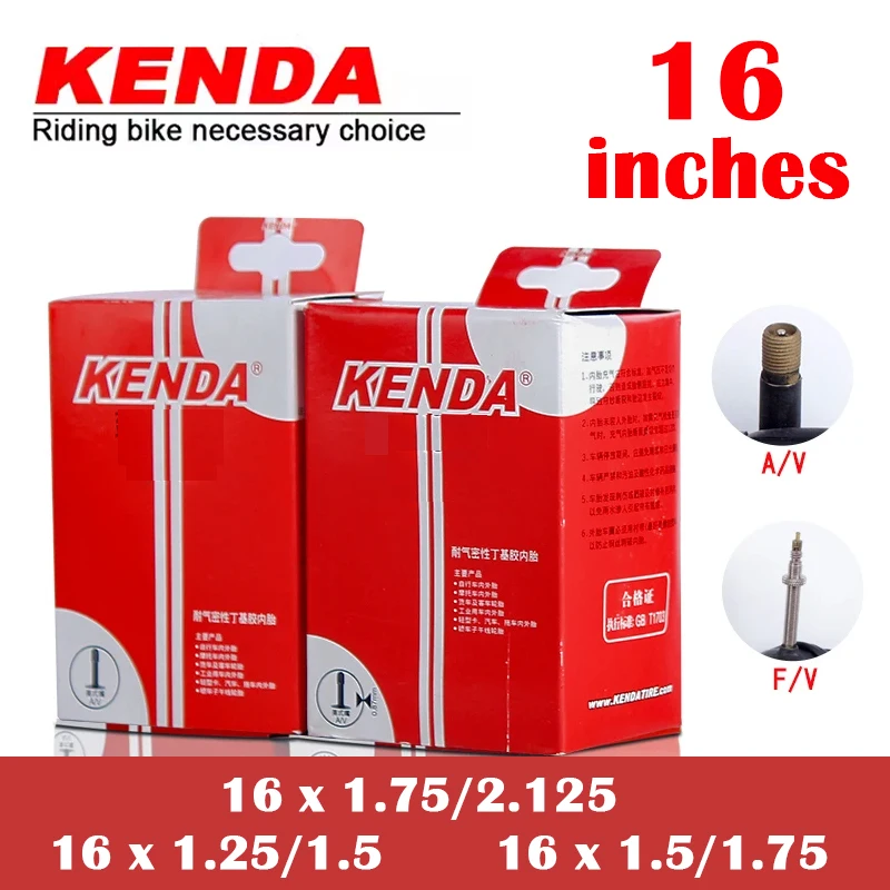 KENDA Bicycle Inner Tube 16 inch 16*1.25/1.5 16*1.5/1.75 16*1.75/2.125  AV/FV BMX foldable Bike rubber Tire Rubber Tube Parts