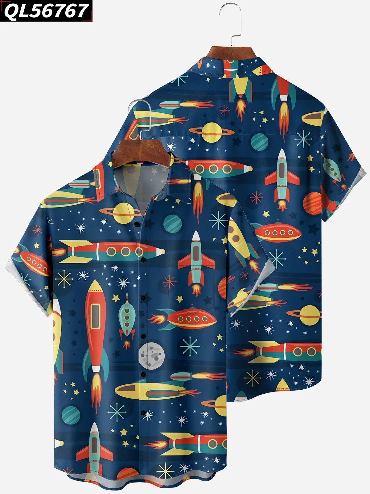 Hawaiian Shirt Man New Cartoon Pattern Fashion Clothing Summer Short Sleeve Pocket High Quality Luxury Men\'s Shirt  Tops