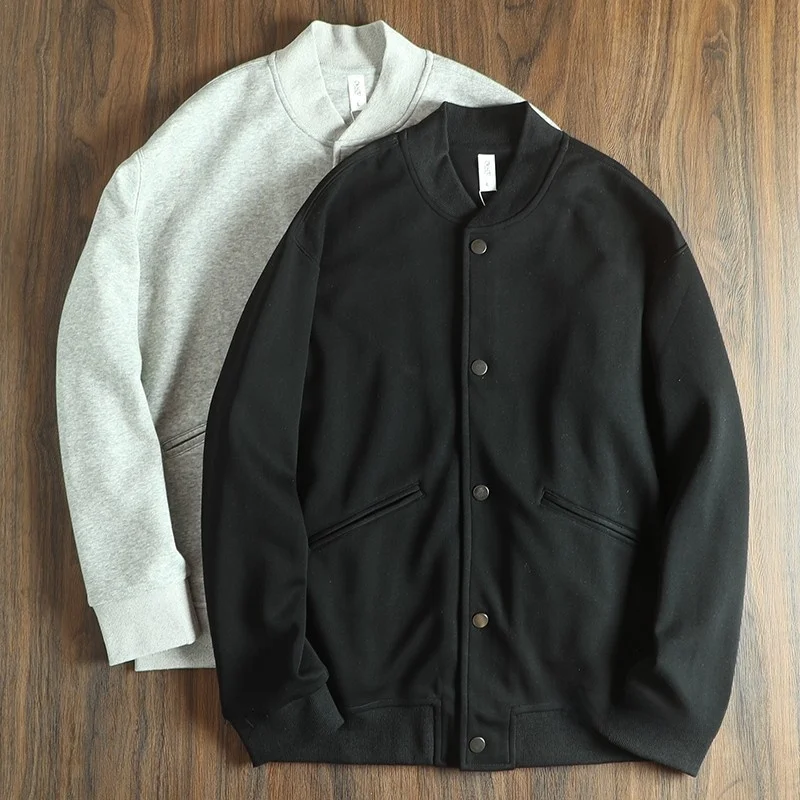 

Silk Air Layer Baseball Collar Men's Casual Jaet Faionable oulder Insert Sve Outerwear Trendy Autumn Wear