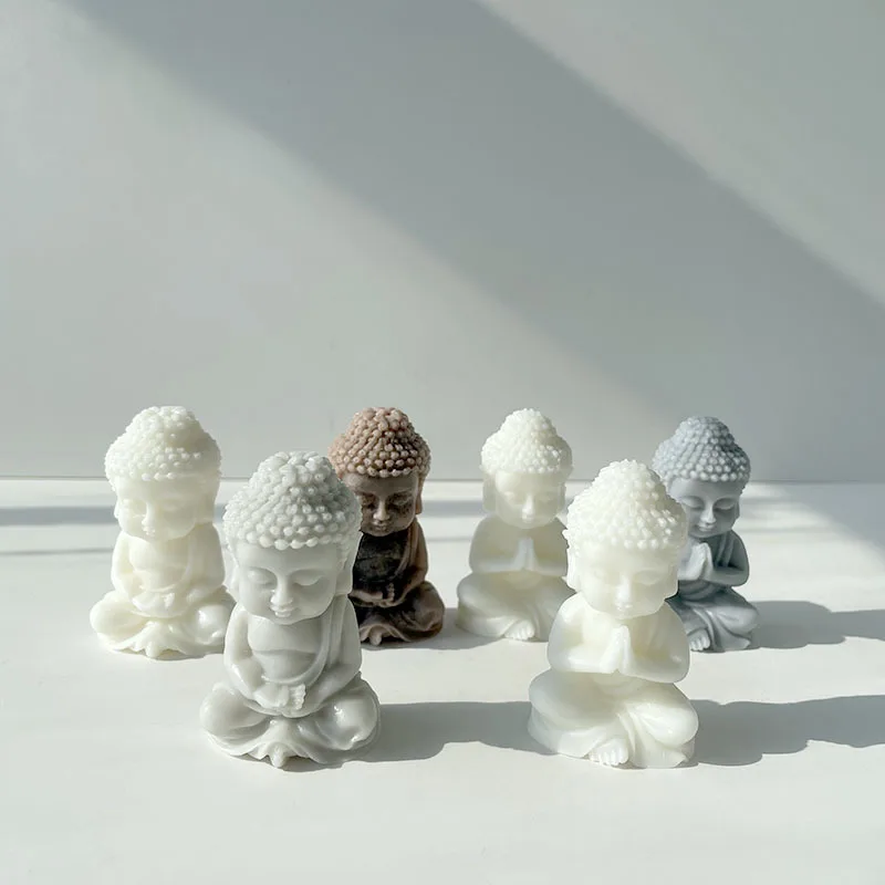 Molde de silicone para vela de buda, faça você mesmo, estátua de buda artesanal, modelagem de sabão artesanal, molde pingente de gesso