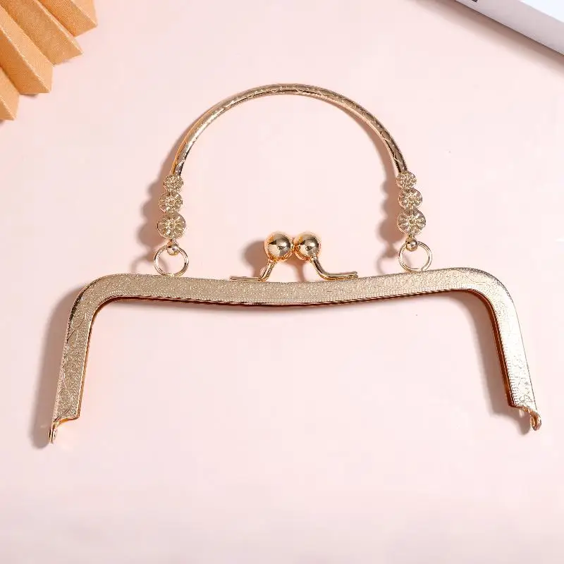 Metal Purse Frame With Curved Handle Kiss Lock Clasp Hardware For DIY Handmade Coin Bag Evening Clutch Bag Making Accessories