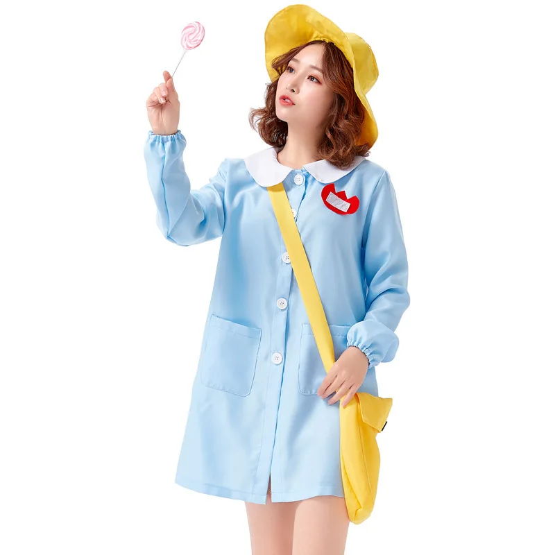 Adult Women Nurse Nursery Governess JK Japanese Kindergarten School Uniform Shirt Dress Hat Halloween Cosplay Costumes Outfit