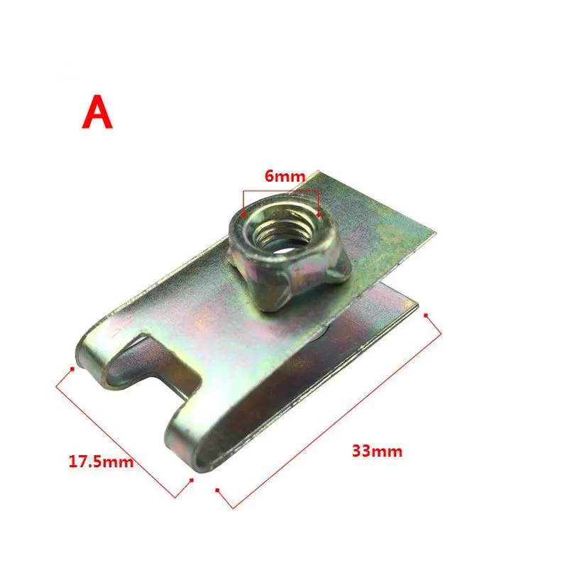 20PCS Screw iron plate for fixing car license plate  Self tapping quick screw base  U-clip  Leaf plate metal buckle