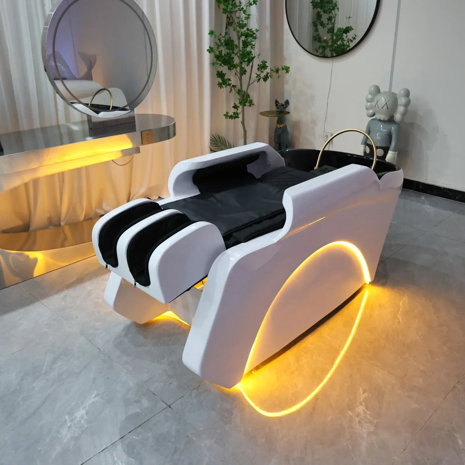 XinSheng Professional Electric Massage Bed Head SPA Salon Massage Table Hair Washing Fumigation Beds Barber Shop Smart Furniture