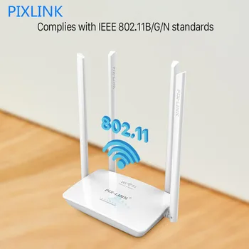 PIXLINK 와이파이 라우터 300Mbps 무선 라우터 와이파이 리피터 4 고 이득 안테나 와이파이 라우터 신호 부스터 리피터 확장 