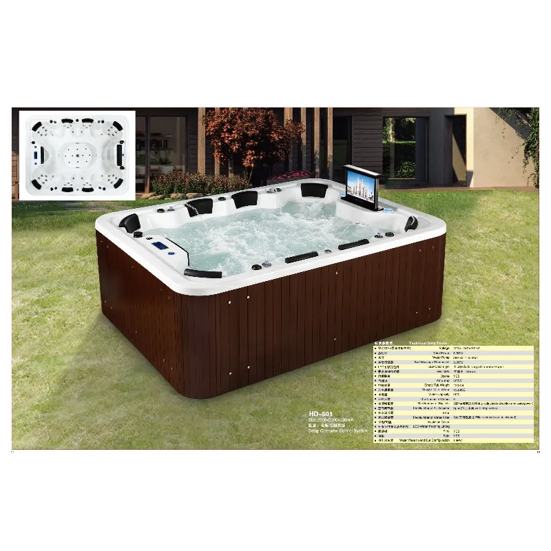 8-person Acrylic Outdoor Massage Surfing Bathtub, Intelligent Constant Temperature Heated Hot Spring Bathtub, Hydrotherapy Spa