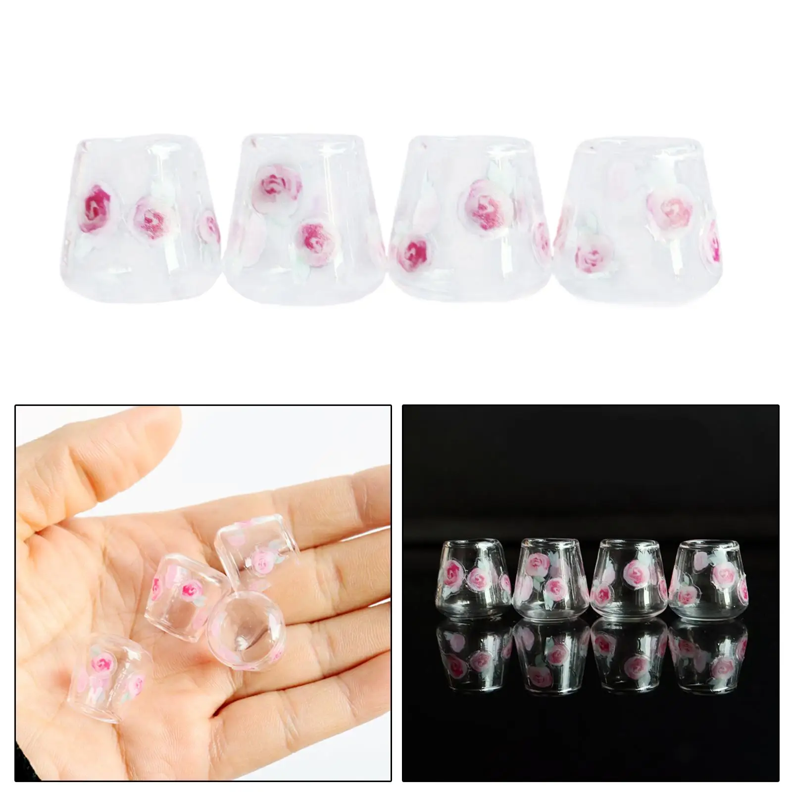 Mini accesorios para casa de muñecas, botellas y tazas de vidrio en miniatura, muebles de juguete para decoración de casa de muñecas a escala 1/12