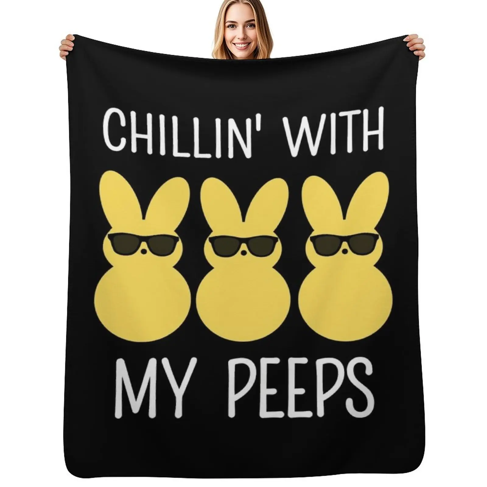

chillin' with my peeps easter kids Throw Blanket Travel Soft Plaid Hair halloween Blankets