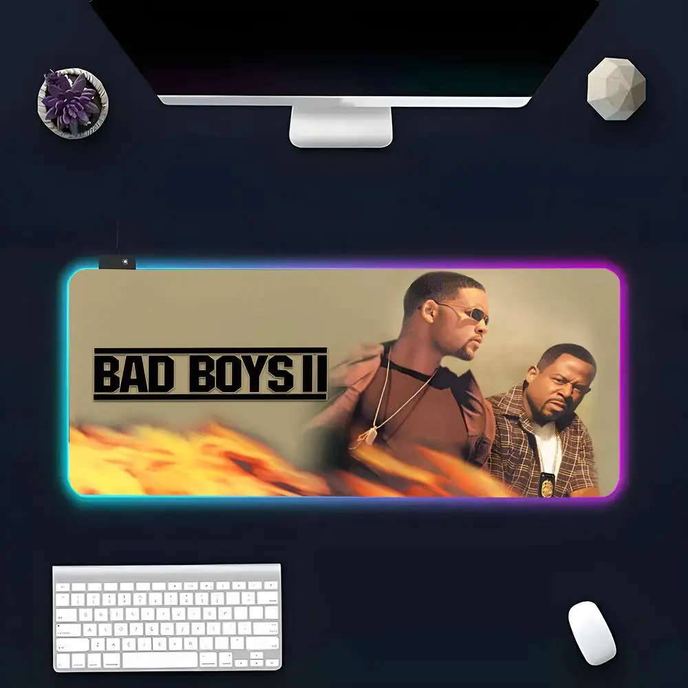 The B-Bad-Boys Mouse Pad RGB Glow Personality Picture Custom PC Table Mat Carpet Mat Game Player Dedicated LED