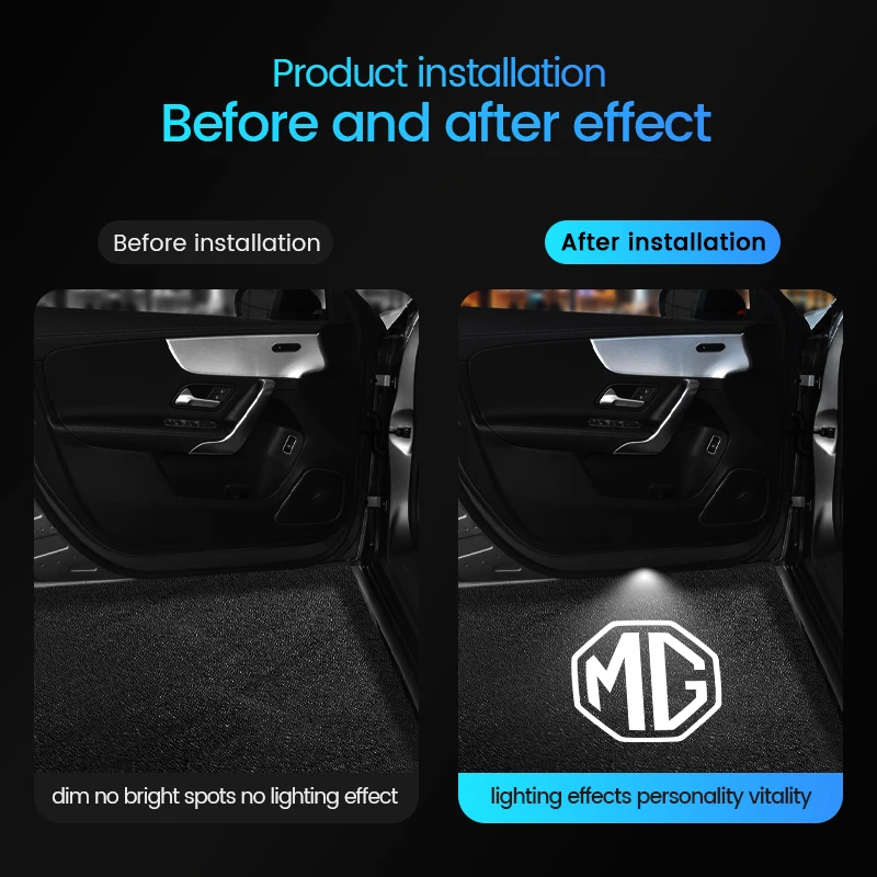 2 قطعة باب السيارة كشاف ضوء LED HD ترحيب ضوء ل MG 4 5 6 7 Cyberster ES5 ONE MG5 العقرب ZS HS MARVEL-R هيكتور EZS MG3 EV #4