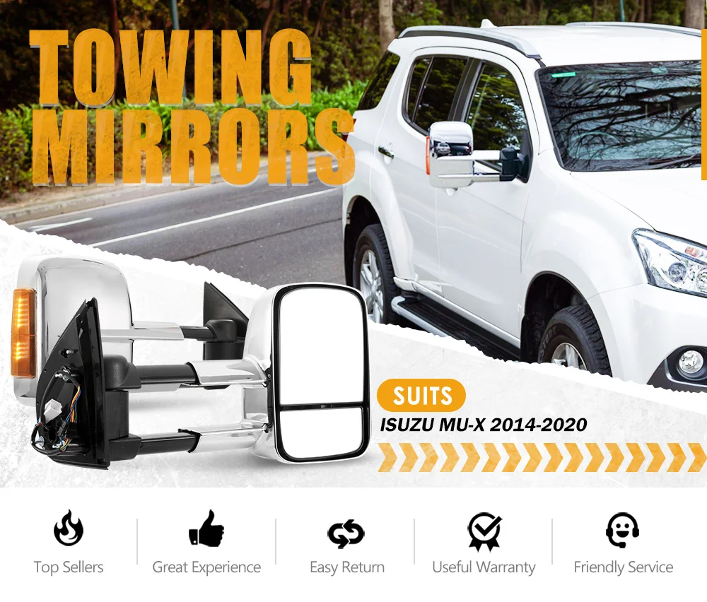 Pair Car Side Extendable Towing Mirrors For Isuzu MU-X 2014-2020