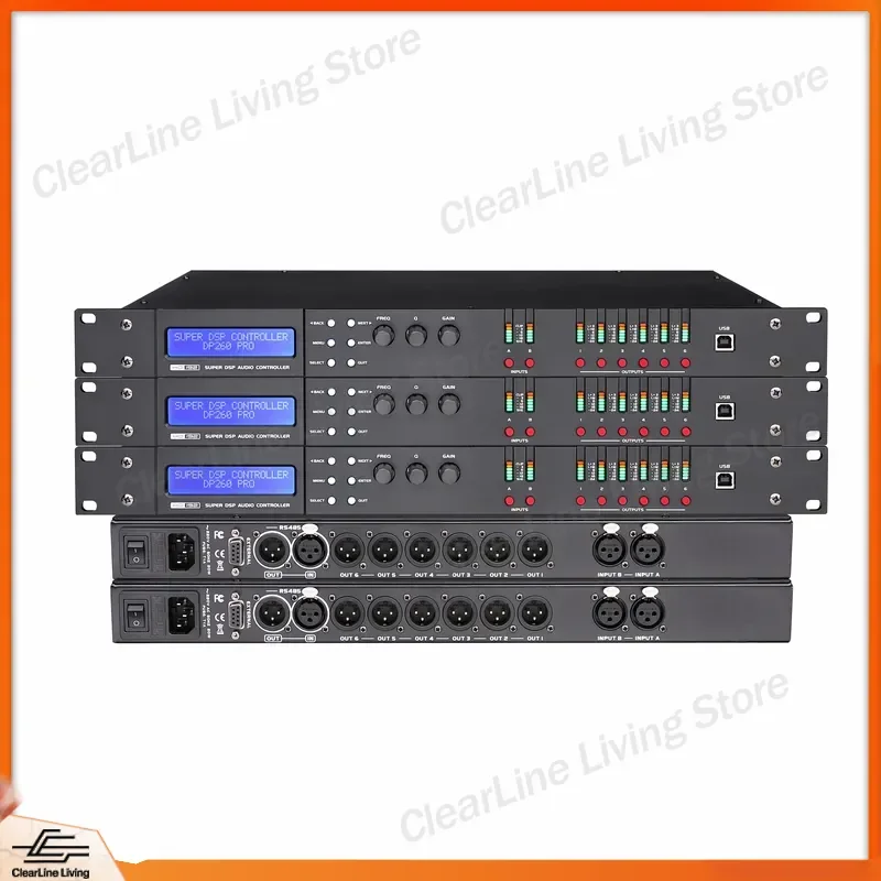 Digital Audio Processor 2 In 6 Out Professional Sound System DSP Car Audio Equalizer Amplifier Signal Processor Stereo