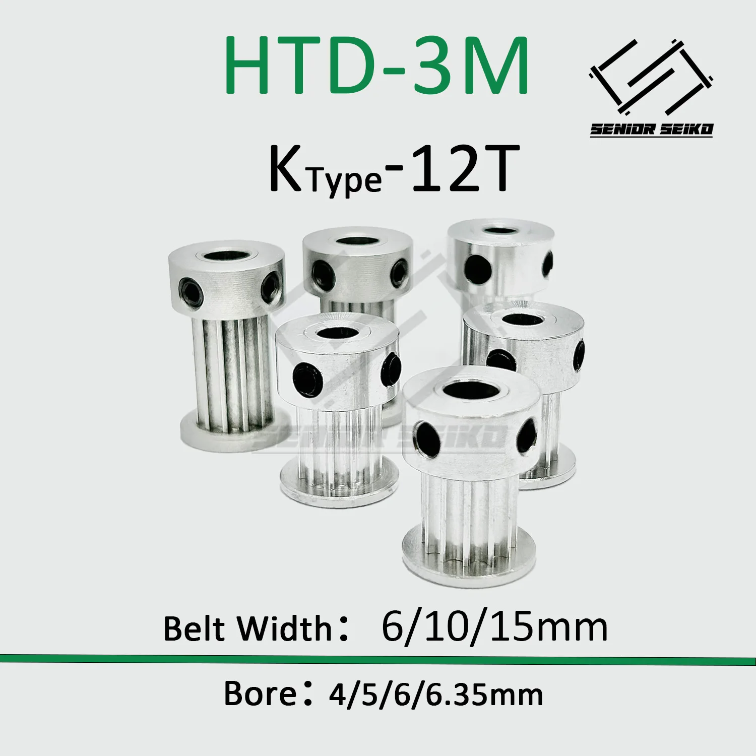 

HTD3M Timing Pulley 3M 12teeth Belt Width 6/10/15mm Bore 4/5/6/6.35mm 3M 12T Synchronous Wheel 12 Teeth Pitch 3mm Belt Pulley