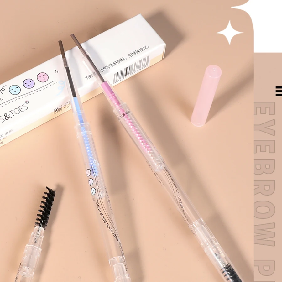 ダブルエンドアイブロウペンシルブラシ付き細いペン先マルチユース防水メイクを落とすのは簡単ではありません
