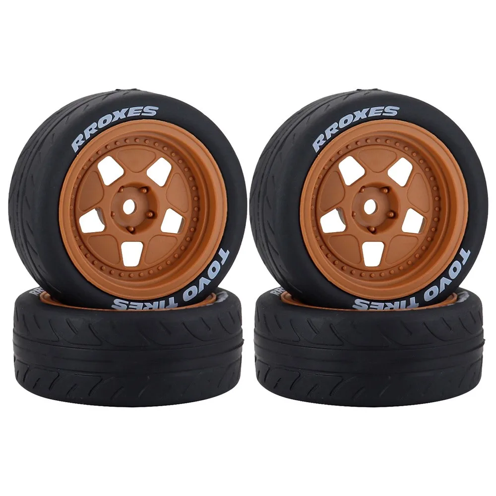 4szt 1/10 Rc Racing Car Tires On Road Touring Drift Car Tire Wheel For Hsp Tamiya Tt01 Tt02 Ta06 Xv-01 Ptg-2 Accessories Parts