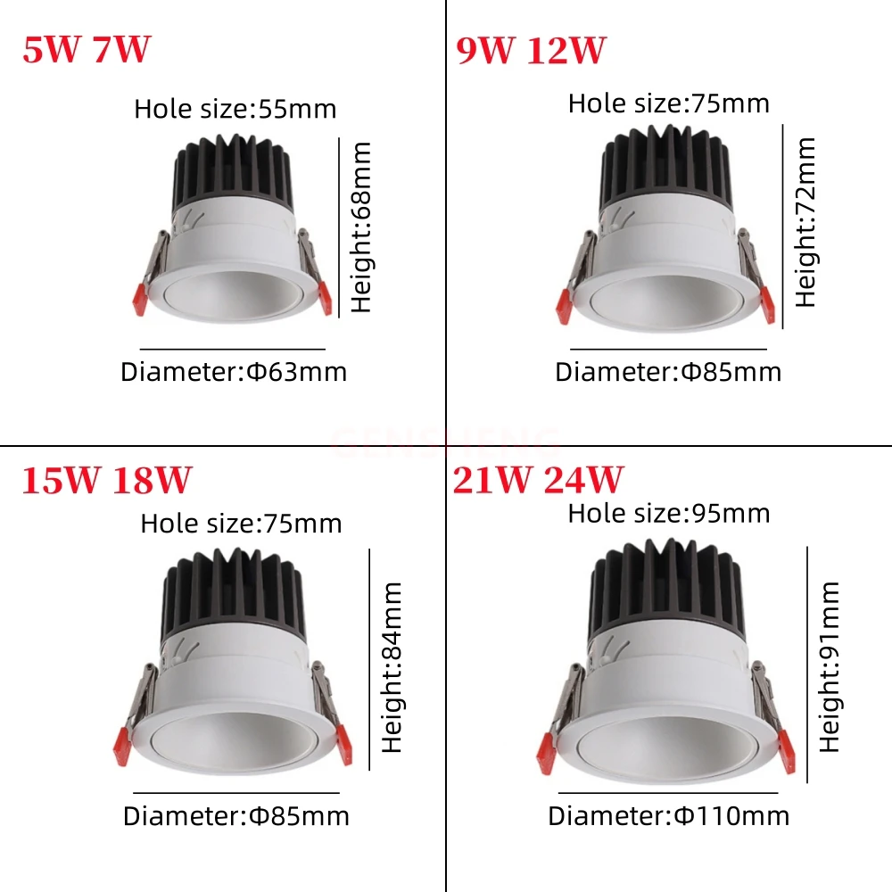 Imagem -05 - Refletores Led Embutidos Downlights Reguláveis Iluminação Home Decor Sala de Estar Corredor Lâmpadas de Teto de Entrada Spot Light 110v 220v