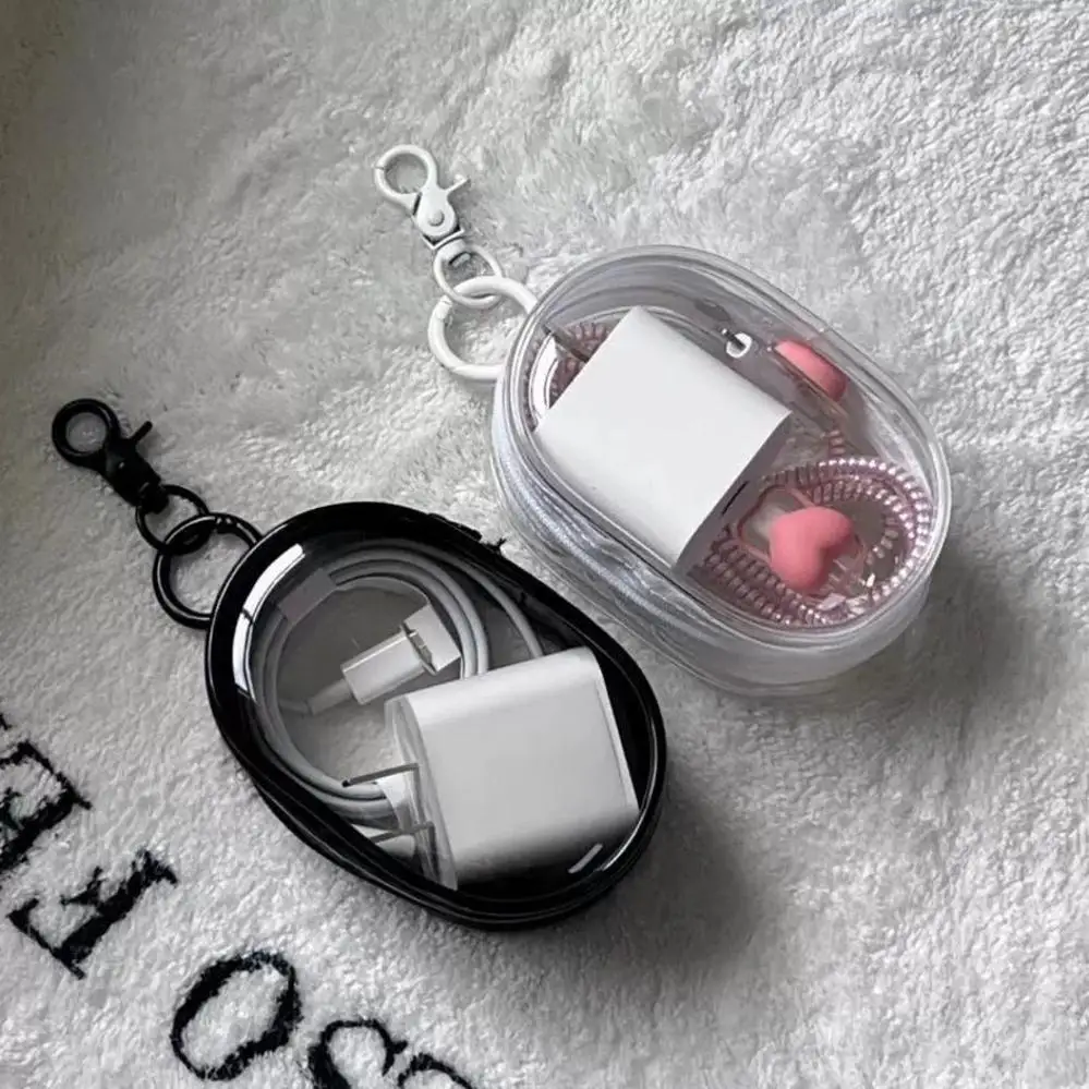 1 Pcs Transparent Wire-Winding Portable Organizer Bag - For Data Cables Chargers Earphones & On-the-Go Use