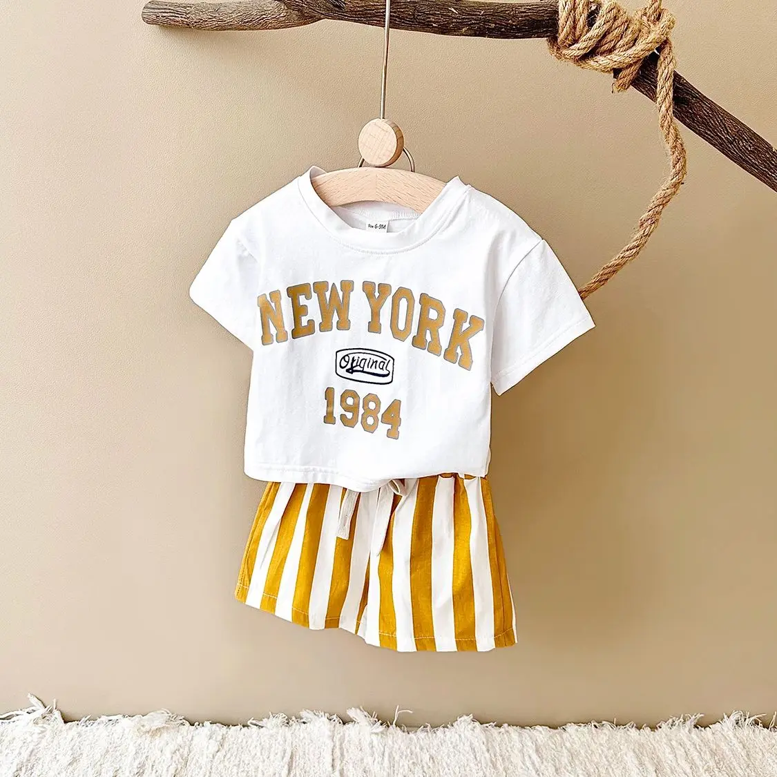 

Newborn Boys Sets Summer Baby Clothes 2PCS Casual Letter Print Short-Sleeved Cotton T-Shirt +Bars Shorts Children Outfit Suit
