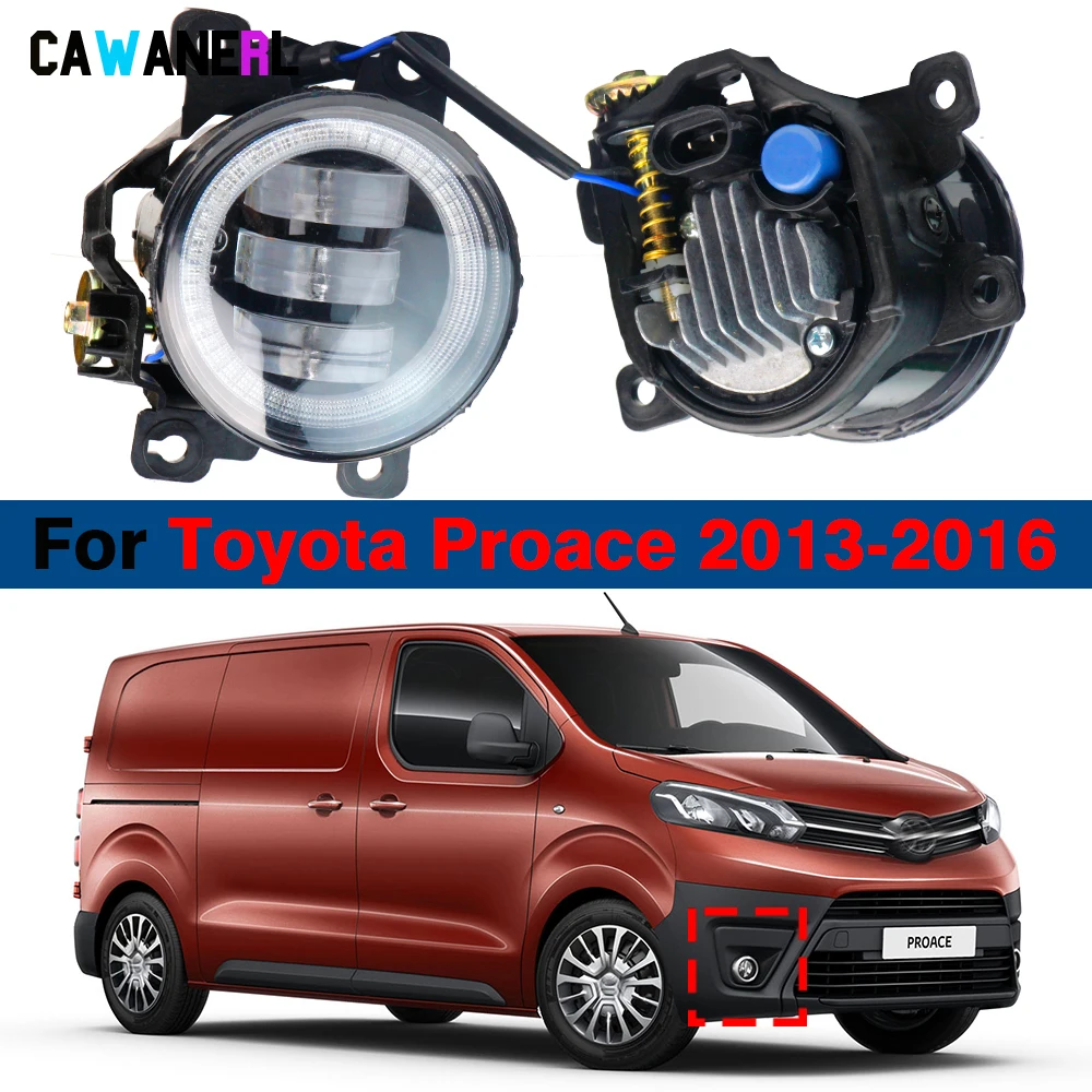 2 X LED Angel Eye Fog Light Daylight For Toyota Proace 2013 2014 2015 2016 30W Adjustable Car Right + Left Fog Lamp DRL H11 12V