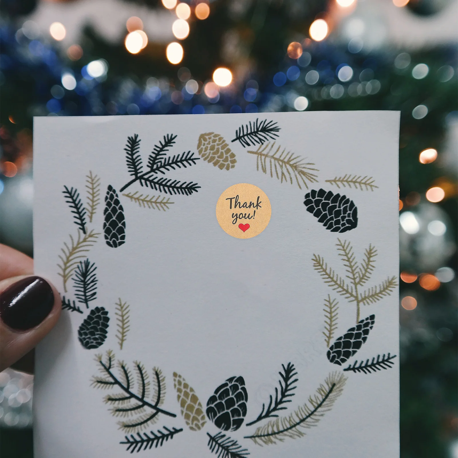 

10 pcs Thank You 10 Sheets Self-Adhesive Sticker Sticky Seals Easy Peel Kraft Paper Envelope Sealing Baking Labels Packaging