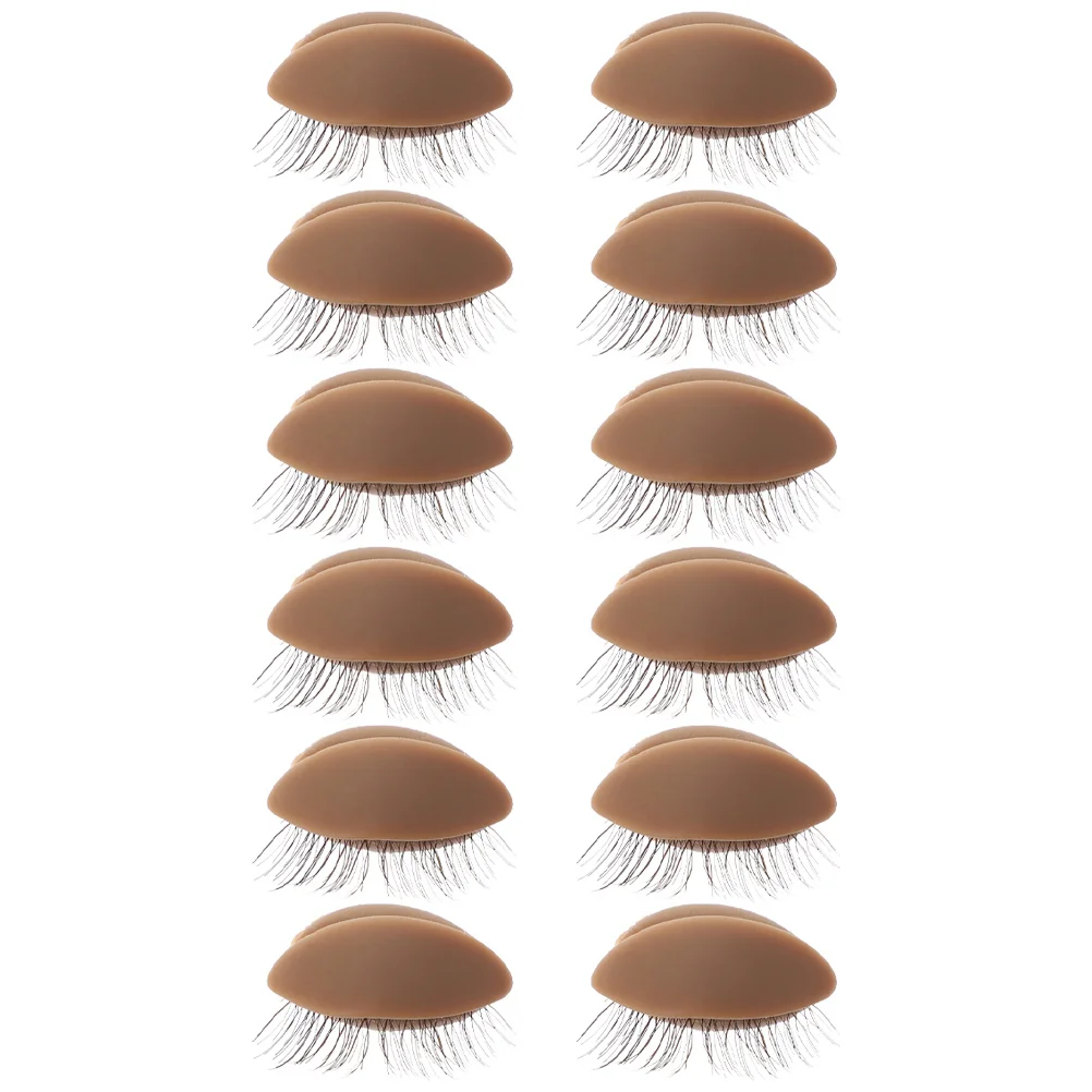 6Pairs Realistic Removable Eyelids Silicone Lash Extension Practice Tool Replacement Eyelids Supplies for Makeup Training