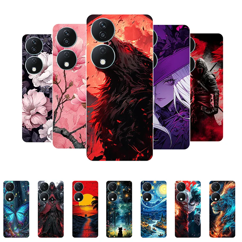 Funda para Honor X7b  Flores  Lobo  Funda de silicona suave para el móvil Honor X7B X 7b CLK-LX1 CLK-LX2 Carcasa HonorX7B  Fundas Antichoque