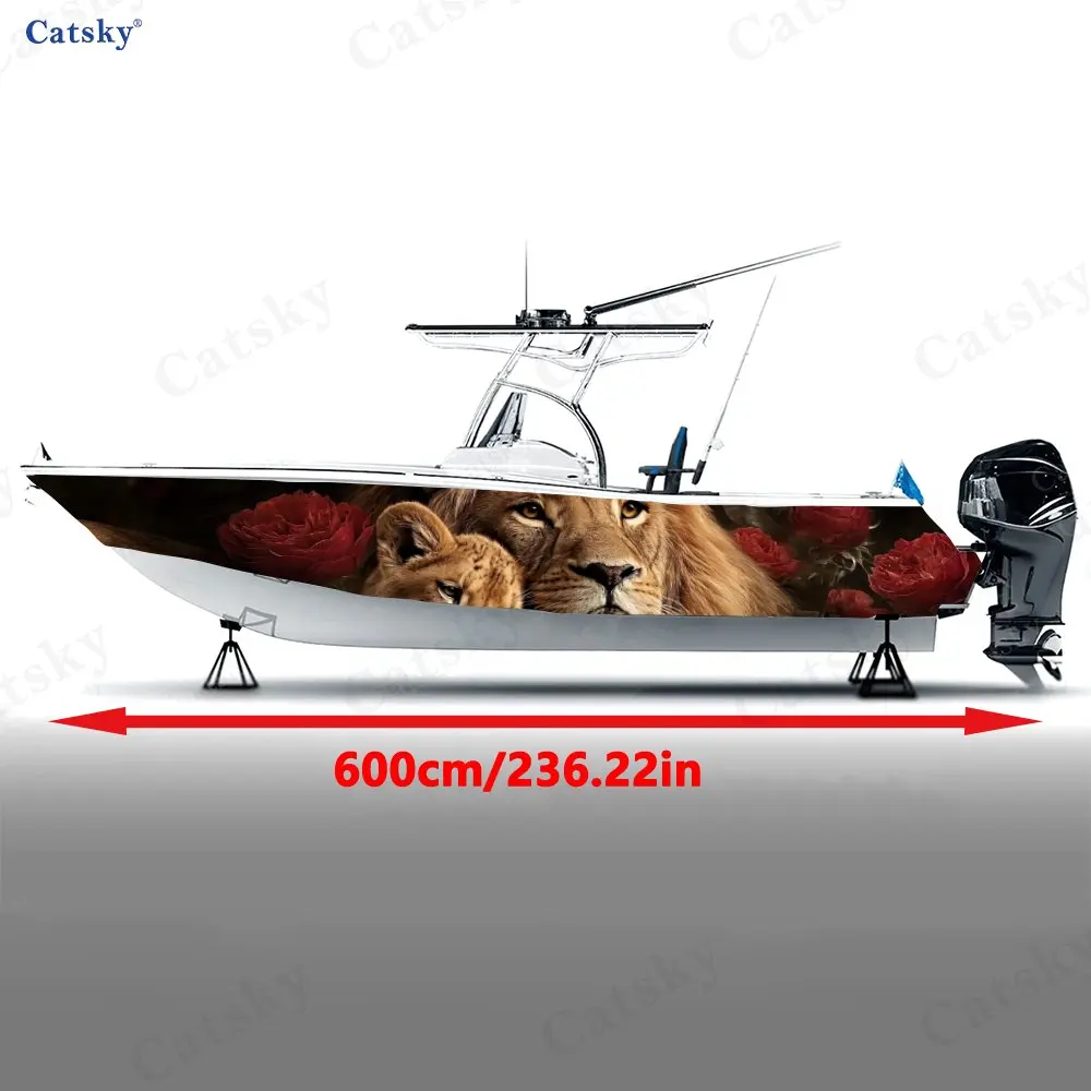 Romantic Rose Lion Couple Intimate Cuddling Boat Sticker Vinyl Ship Pontoon Deck Boat Fishing Decorative Pontoon Boats Decal