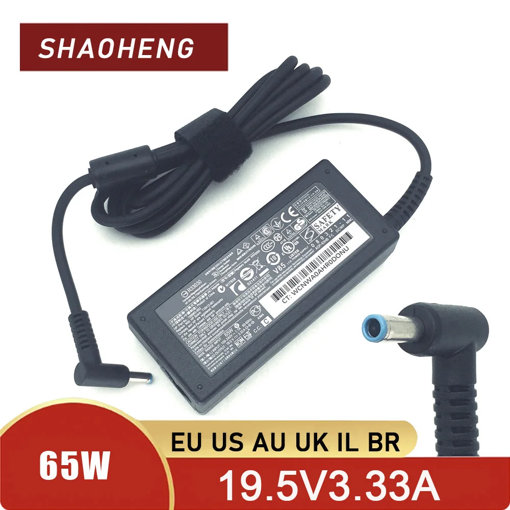 Carregador de Laptop Original de 65W para HP Pavilion x360 14 15 17, Envy 13 15 X360, Elitebook 840 G5 19.5V 3.33A Adaptador AC para Notebook