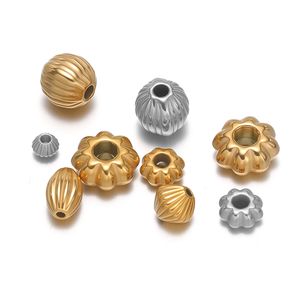 20Pcs Stainless Steel Flower Bead Loose Spacer Tube 8mm Beads for DIY Jewelry Making Bracelet Making Necklace Wholesale Findings