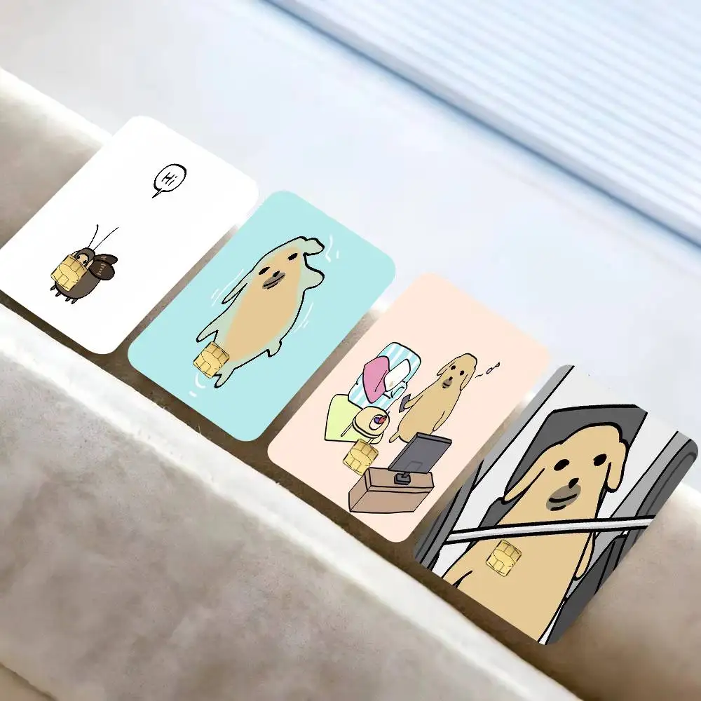Cartoon funny N-nudaeng-S Dog   Anime Cartoon 1 set of 4 pcs Sticker Film Skin for Credit Card Debit Bank Bus Card