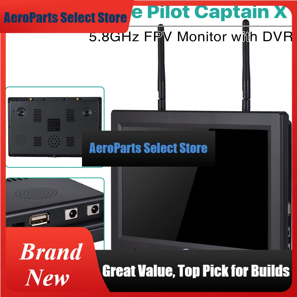 AeroPartsHawkeye Little Pilot Captain X FPV Monitor With DVR 5.8G 96CH 10.2 Inch Dual Receivers 1024x600 LED 16:9 NTSC/PAL Auto