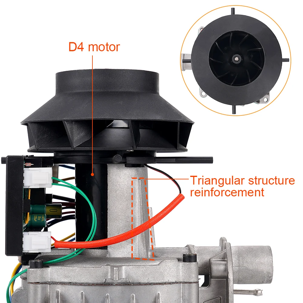 Imagem -04 - Calefator Diesel do Estacionamento do ar Conjunto do fã da Combustão Peças de Motor do Começo do Motor Ventilador d4 12v 5kw