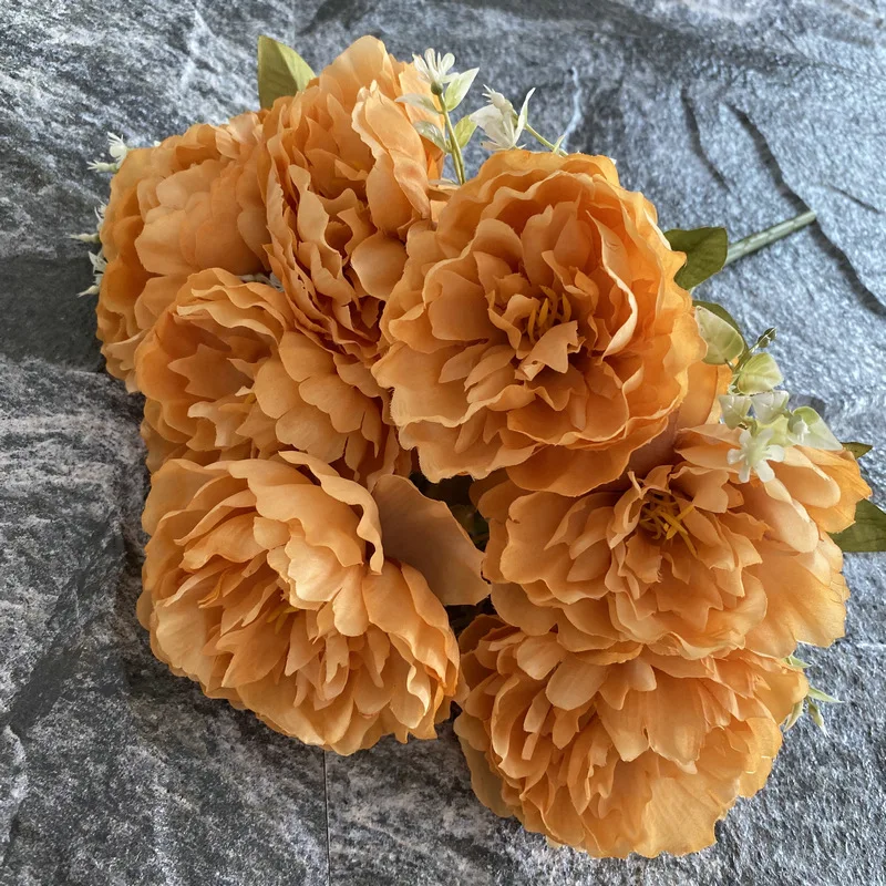 Kunstbloemen Pioenroos Vintage7-Head Zijden Bloemen voor Bruiloft Bureau Kamer Feestboeket Nep Bloemstukken Home Decor