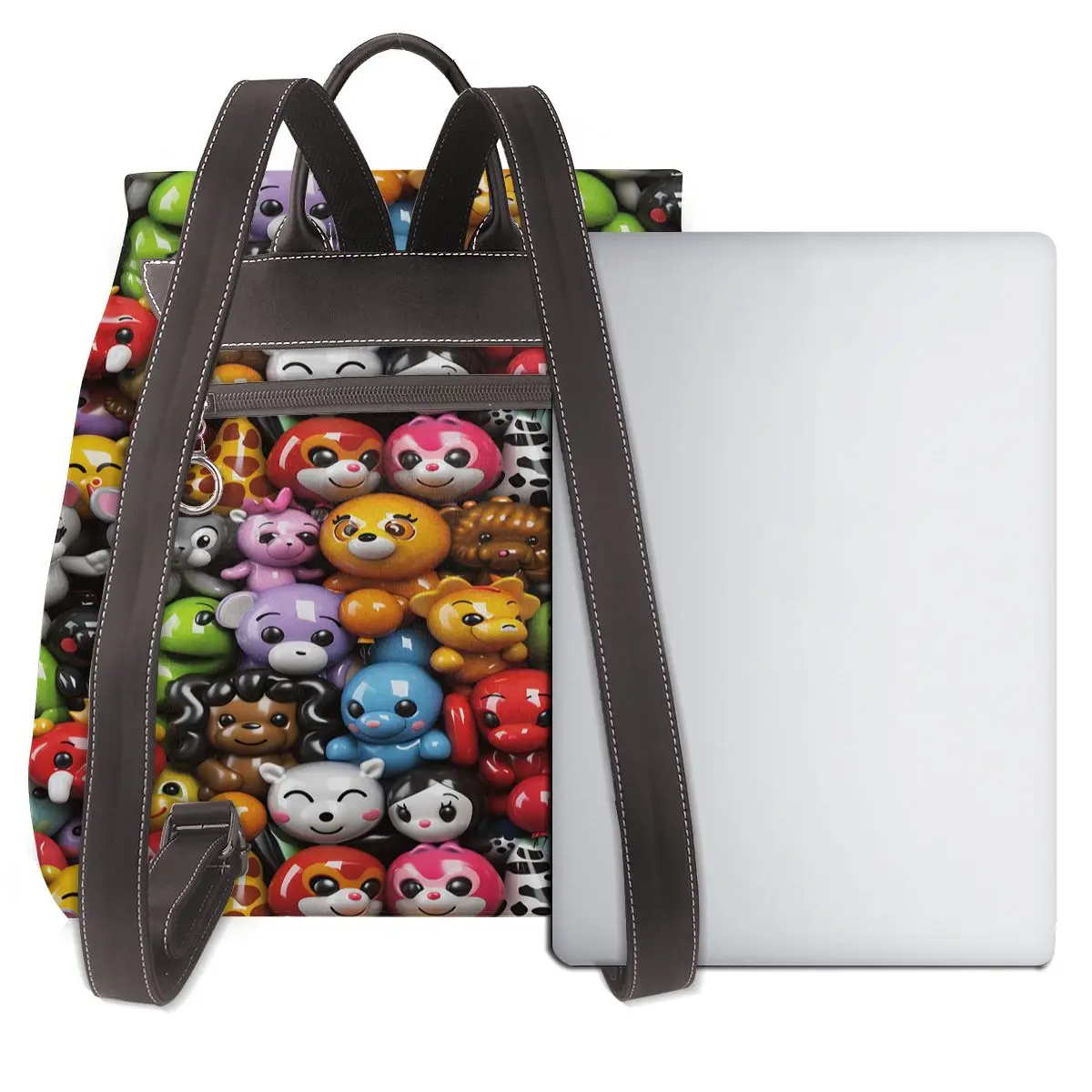 활기찬 동물 피규어 3D 패턴 새로운 핫 여성 백팩 디자이너 고품질 가죽 심플 패션 대용량 백팩