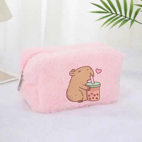 Capybara 메이크업 가방 여성 여성 소프트 화장품 가방 귀여운 애니메이션 인쇄 어린이 소녀 Y2K 트렌드 동전 메이크업 케이스 Kawaii 파티 선물