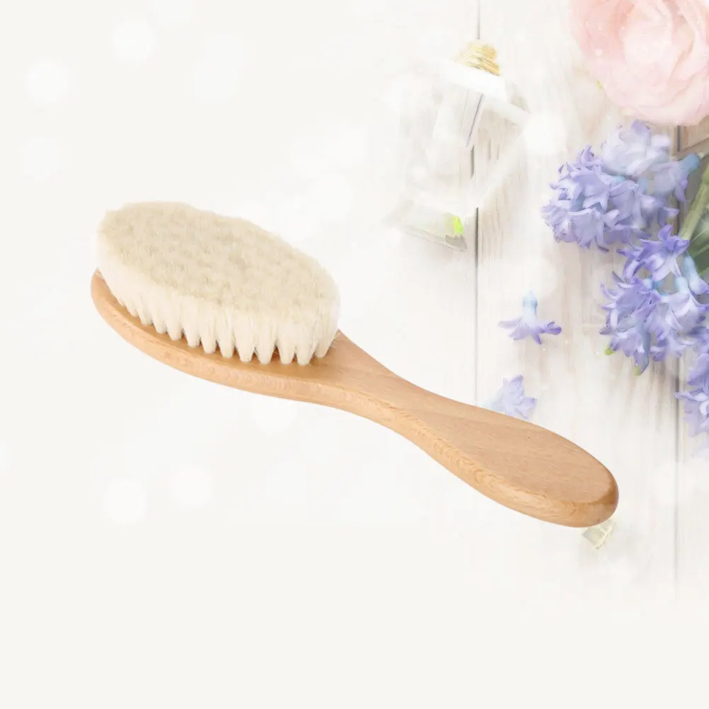 

Natural Wood Handle Beard Brush Dense Wool Hair Cleaning Softener Shampoo Moisturizer Cream Organic Oil Men Face Clean