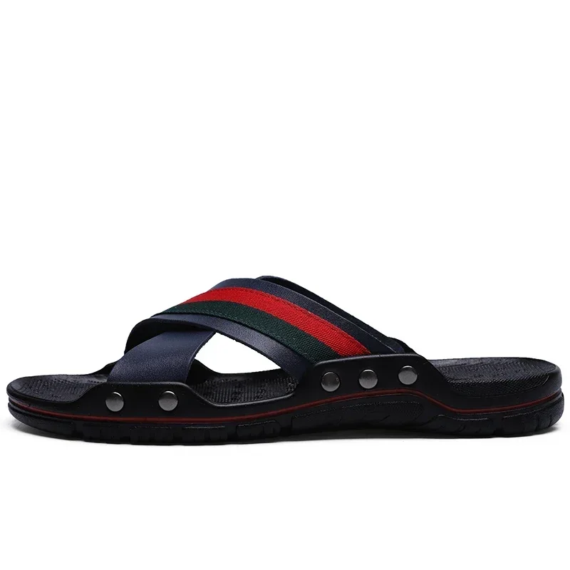 2024 Zomer Heren Slippers Mode Lederen Crosstrap Strand Waterschoenen Man Hoge Kwaliteit Slippers Big Size 48